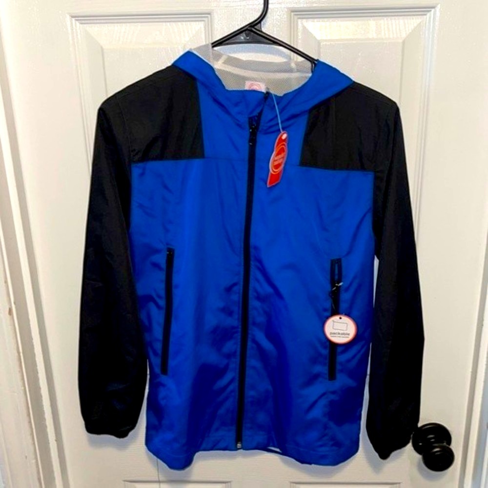 COPY - Wonder Nation Boys Raincoat Size L(10-12) Color Blue and Black